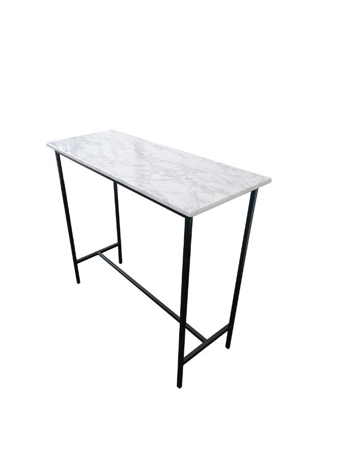 DANUBE HOME طقم طاولة عالية بالوز 1+2 - أثاث غرفة طعام حديث باللونين الأبيض والأسود، طقم طعام لاثنين مع خشب هندسي ومعدن، مثالي للمساحات الصغيرة - Image 5