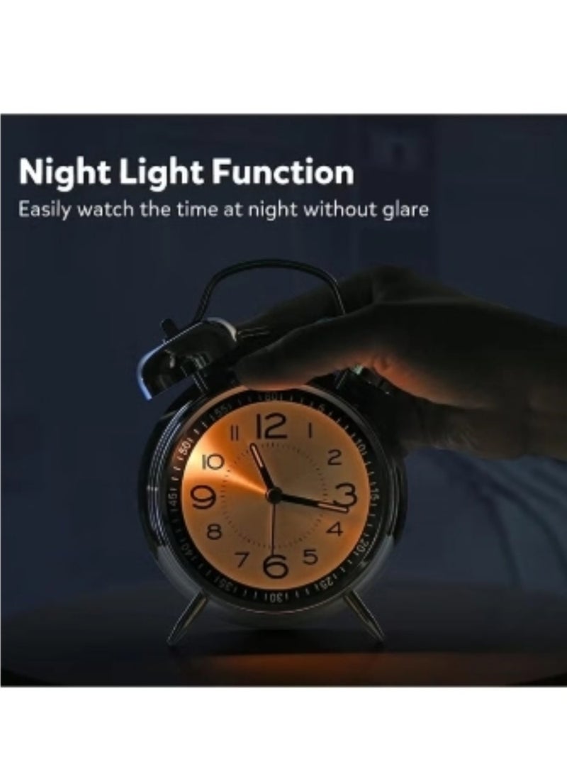 BEILINGDUN Twin Bell Alarm Clock for Heavy Sleepers Adults,Loud Alarm Clock with Backlight,Retro 4.5 Inch Silent Clock for Bedroom Home or Office,Great for Kids Bedrooms Bedside - Image 3