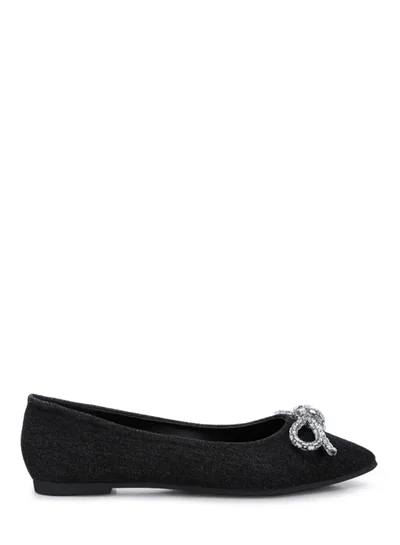 London Rag Embellished Bow Detail Ballet Flats in Black