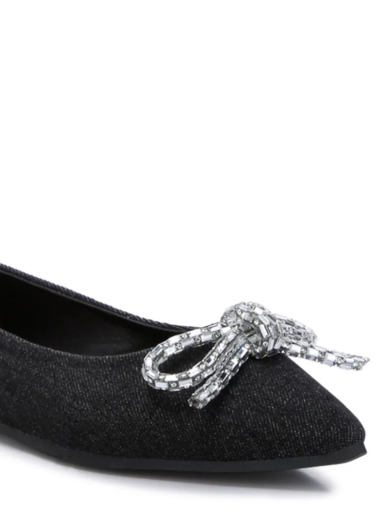 London Rag Embellished Bow Detail Ballet Flats in Black
