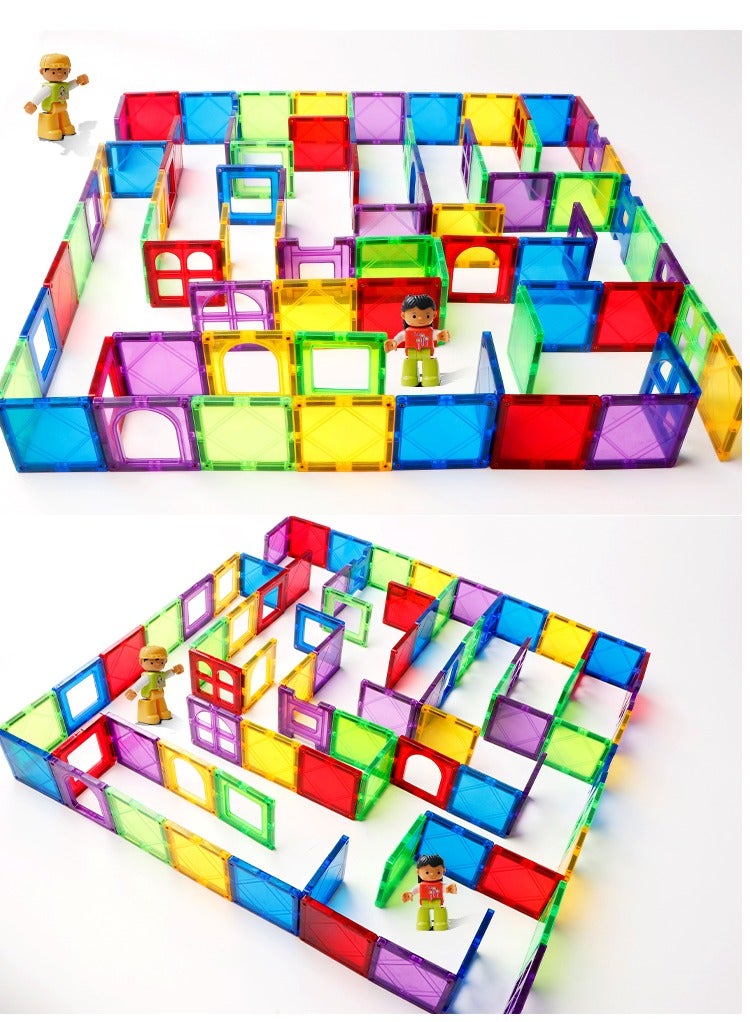 139 PCS Magnetic Tiles Building Blocks Set – DIY Creative STEM Kit for Kids with Bonus Car & Ferris Wheel Parts – Educational Magnet Blocks Toy with Storage Box  - Image 5