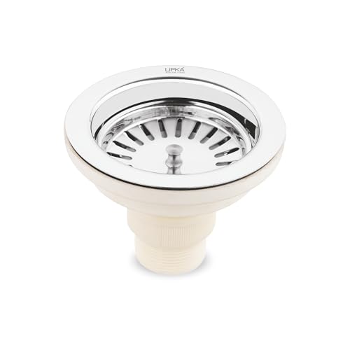 Lipka 4.5 Inch Round Shaped 304 Grade Stainless Steel and PVC Kitchen Sink Coupling for Home - Chrome Finish, Rust-Free, Corrosion-Resistant, Durable - Image 1