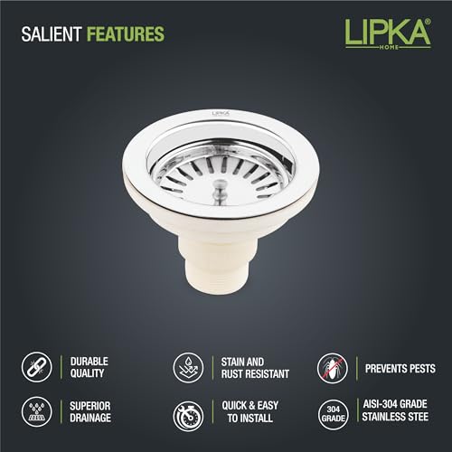 Lipka 4.5 Inch Round Shaped 304 Grade Stainless Steel and PVC Kitchen Sink Coupling for Home - Chrome Finish, Rust-Free, Corrosion-Resistant, Durable - Image 4