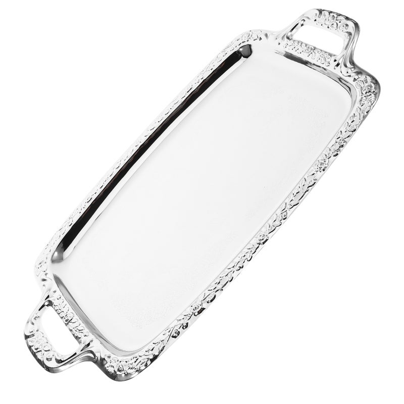 Stainless Steel Serving Plate Rectangular Food Storage Plate Fruit Snacks Serving Tray With Handle - Image 1