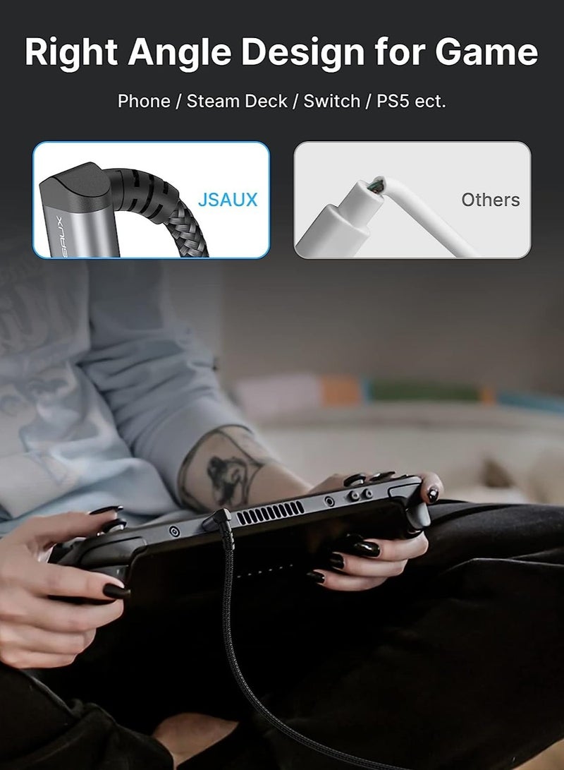 10FT USB-C to USB-C Cable 90 Degree, 60W USB C to C PD Fast Charger Cord Compatible with iPhone 15/15 Pro Max, ROG Ally, Steam Deck, Switch, Samsung S23 S22, Pixel, iPad Pro Air, MacBook Air (3M )