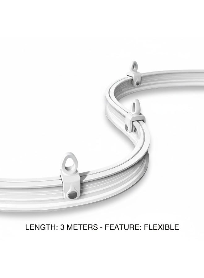 Flexible Bendable Ceiling Curtain Track,3M White Curtain Rail Curved Ceiling Curtain Track Mount For Room Divider,Shower Curtain,L Shape U Shape Bay Windows,RV Curtain Track,White - Image 1