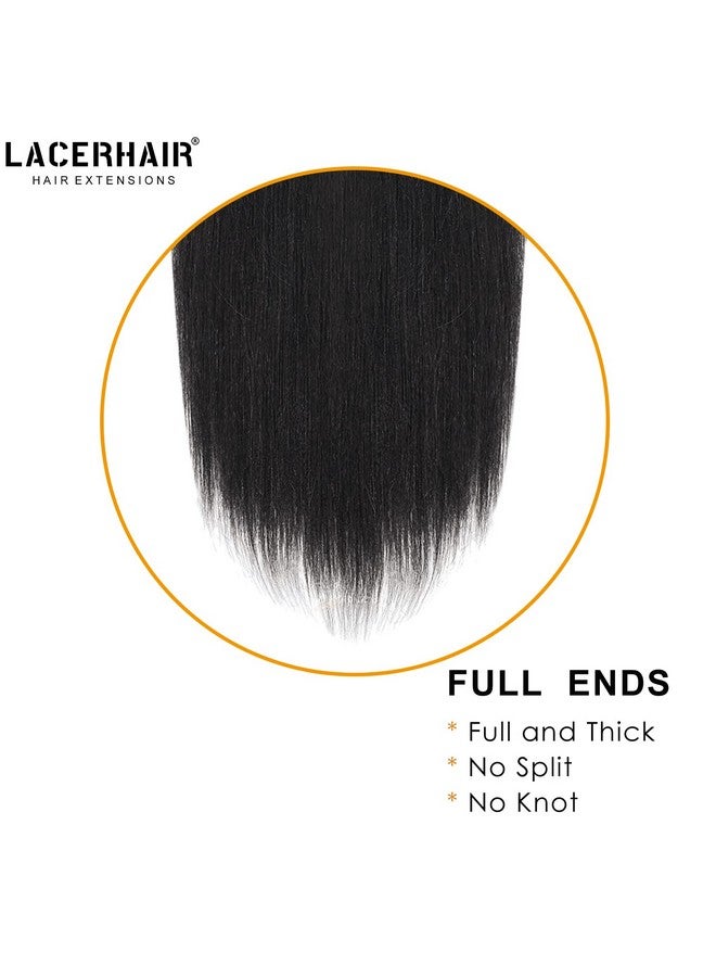 Lacer Yaki Straight Clip in Hair Extensions, Jet Black Yaki Human Hair Clip ins 20 inch 7 Pieces Per Set 120 Gram For Black Women with Relaxed Hair - Image 5