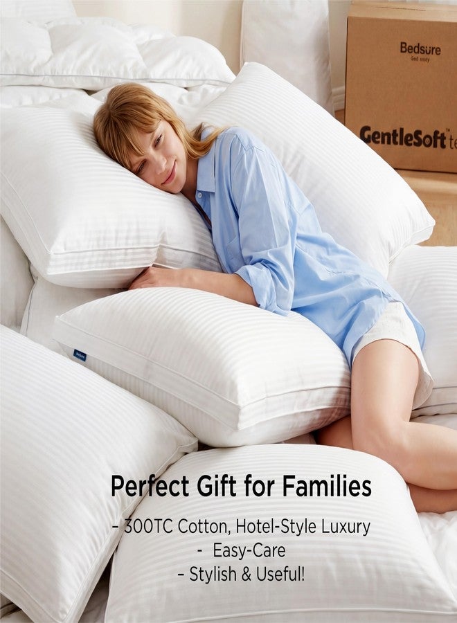 Bedsure Queen Size Bed Pillows Set of 2 - Hotel Quality Gusseted Down Alternative Pillow, 100% Cotton Cover PureWoven 300TC, Dual Chamber Fluffy Support Suitable for All Sleeping Positions - Image 4