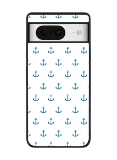 Rugged Black Edge case for Google Pixel 8, Custom Slim fit Flexible Anti Drop Thin Phone Case Cover - Anchor Blue