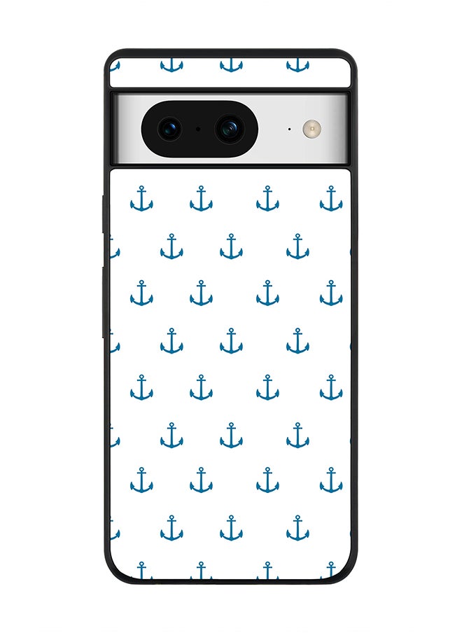 Stylizedd - Rugged Black Edge case for Google Pixel 8, Custom Slim fit Flexible Anti Drop Thin Phone Case Cover - Anchor Blue - Image 1