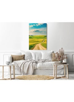 Home Gallery Road through summer green field Printed canvas wall art  - Image 1