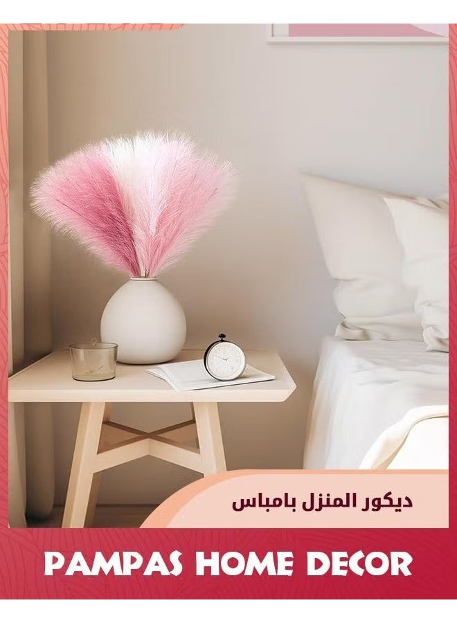 6pcs Pampas العشب الديكور الوردي,ديكور المنزل الزائف,الاصطناعي الاحمراء Pampas الزائفة,ديكور غرفة الزهرية القصيرة,, - Image 5