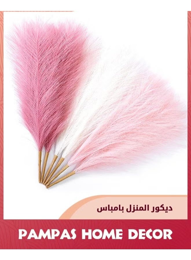 6pcs Pampas العشب الديكور الوردي,ديكور المنزل الزائف,الاصطناعي الاحمراء Pampas الزائفة,ديكور غرفة الزهرية القصيرة,, - Image 1
