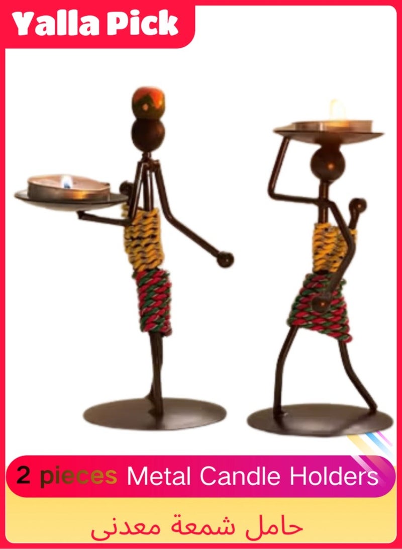 يلا بيك 2 قطع حامل شمعدان حديدي للمنزل والبار وطاولة الطعام، ديكور رف بنمط قابل للتخصيص - Image 1