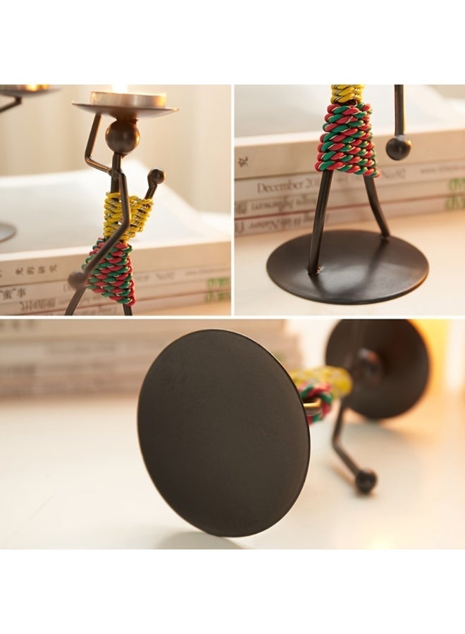 يلا بيك 2 قطع حامل شمعدان حديدي للمنزل والبار وطاولة الطعام، ديكور رف بنمط قابل للتخصيص - Image 3