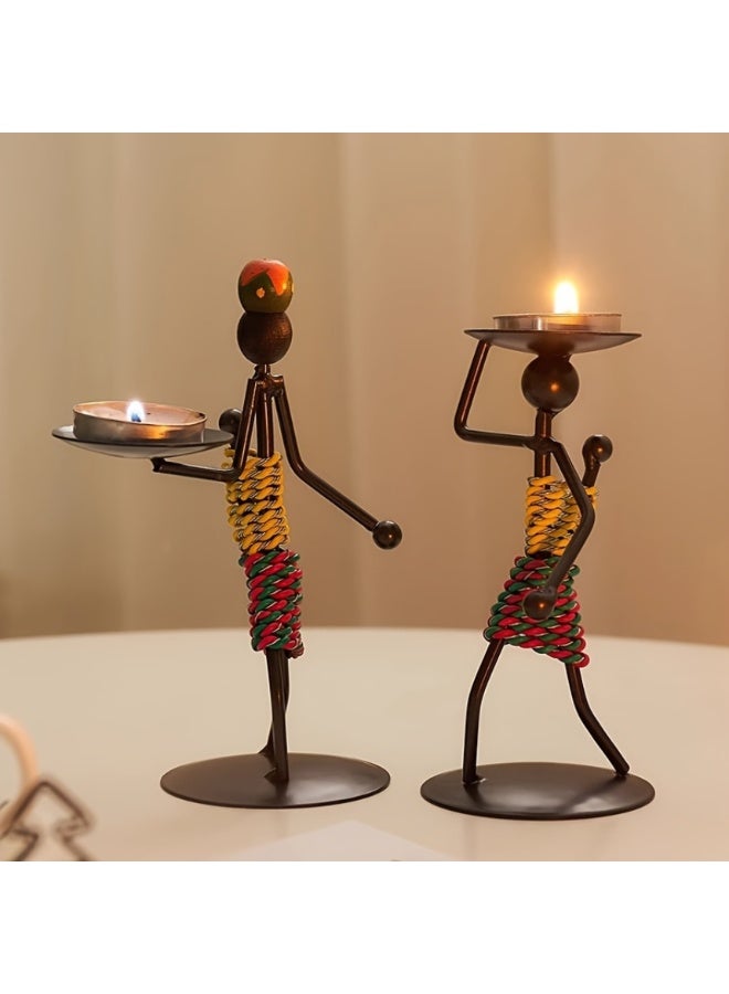 يلا بيك 2 قطع حامل شمعدان حديدي للمنزل والبار وطاولة الطعام، ديكور رف بنمط قابل للتخصيص - Image 5