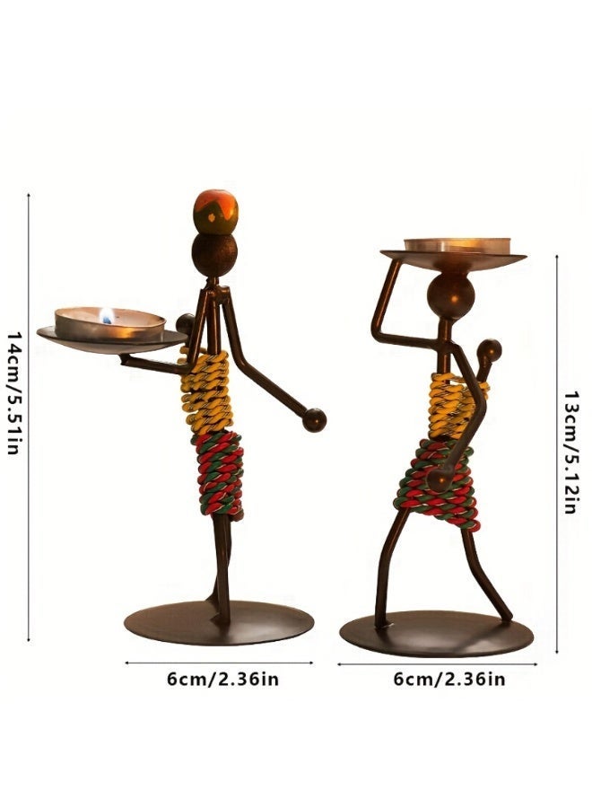 يلا بيك 2 قطع حامل شمعدان حديدي للمنزل والبار وطاولة الطعام، ديكور رف بنمط قابل للتخصيص - Image 2
