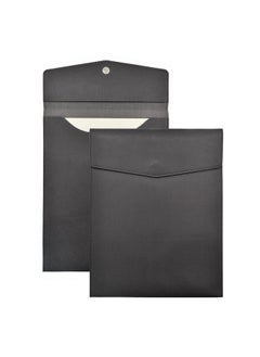 VANRA 1 Piece Pu Leather File Folder Vertical A4 Document Holder File Envelope Waterproof Leather Portfolio Case Filing File Organizer For Letter Size With Magnetic Button Closure (Black)  - Image 1
