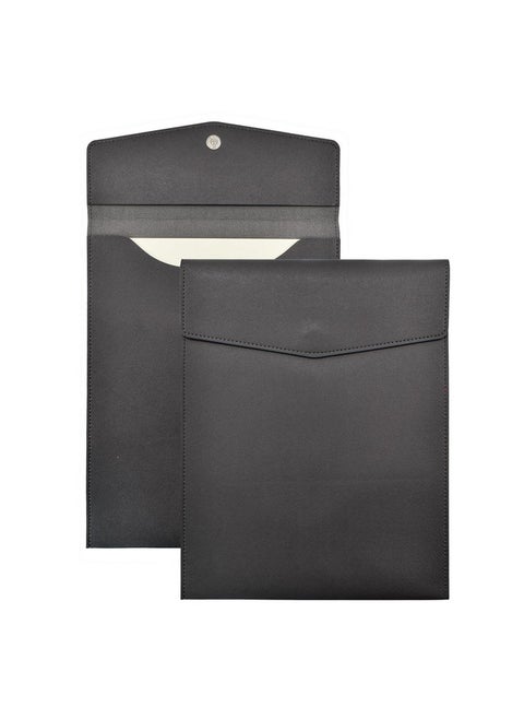 1 Piece Pu Leather File Folder Vertical A4 Document Holder File Envelope Waterproof Leather Portfolio Case Filing File Organizer For Letter Size With Magnetic Button Closure (Black)
