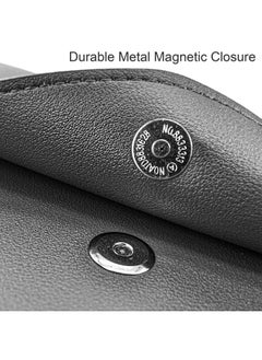 VANRA 1 Piece Pu Leather File Folder Vertical A4 Document Holder File Envelope Waterproof Leather Portfolio Case Filing File Organizer For Letter Size With Magnetic Button Closure (Black)  - Image 3