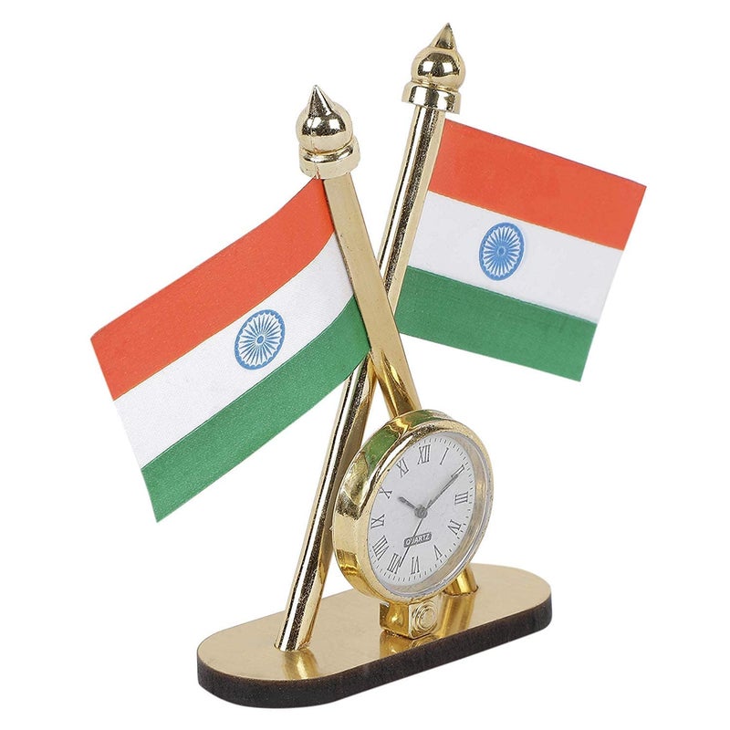RHT Indian Flag with Clock for Office Table  - Image 3