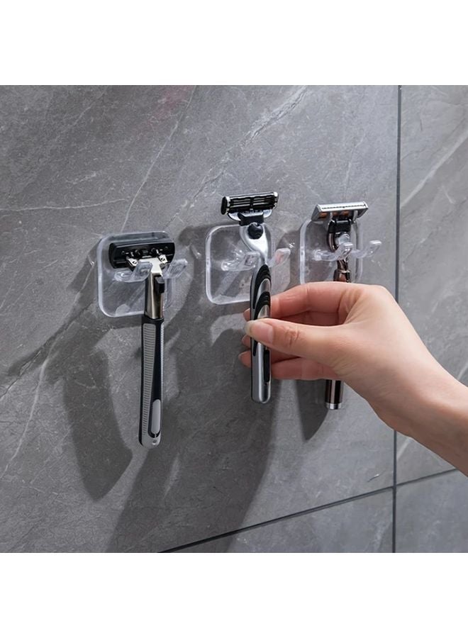 2pcs Transparent Waterproof Self Adhesive Razor Holders No Drill Wall Mount Hooks - Image 3