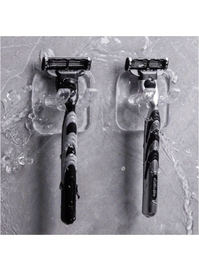 2pcs Transparent Waterproof Self Adhesive Razor Holders No Drill Wall Mount Hooks - Image 2