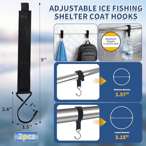 YIBOBO Heavy Duty Ice Anchor Drill Adapter Tool Kit, 19Pcs Stainless Steel Tent Stakes Set with 13FT Ratchet Ropes, Tent Hooks, Canvas Bag for Ice Fishing Shelter Setup (8Pcs Tent Stakes+6Pcs Rope Roller) - Image 4