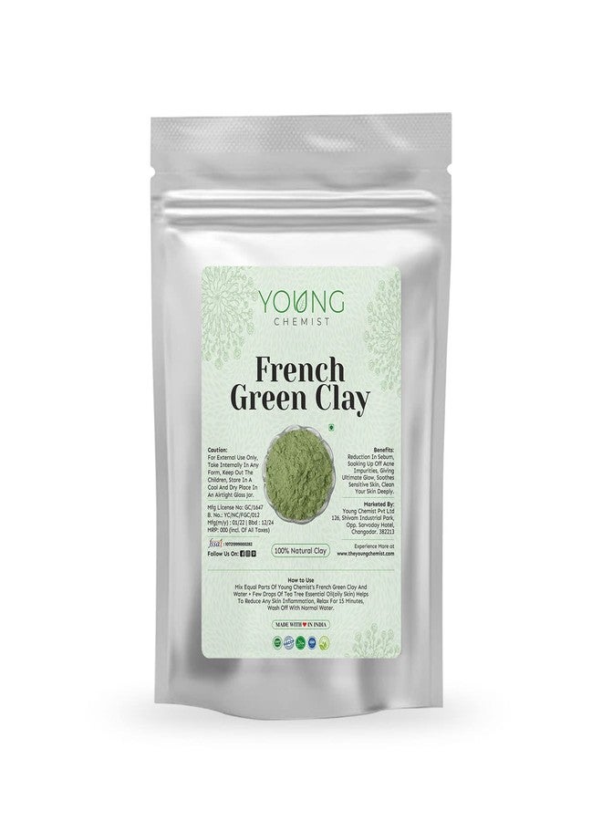 Young Chemist's French Green Clay Vegan and Organic with Anti-inflammatory Properties for for Body, Face and Hair (All Skin Type, Powder Form, Green, 100 grams) - Image 1