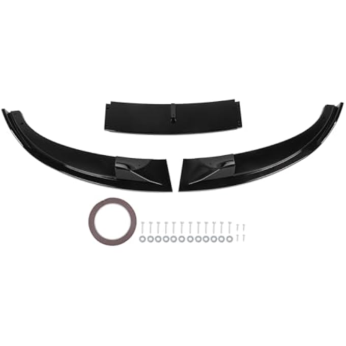 Jiawu Front Bumper Lip Spoiler Compatible with E60 E61 M5 2005-2010, 3PCS ABS High Strength Sporty Front Bumper Lip Chin Spoiler Splitter Diffuser Protector (Glossy Black) - Image 5