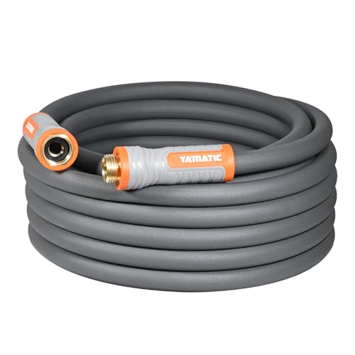 YAMATIC Heavy Duty Garden Hose 58 in x 30 ft with Swivel Handle Super Flexible Water Hose Allweather Lightweight Burst 600 PSI Gray - Image 1