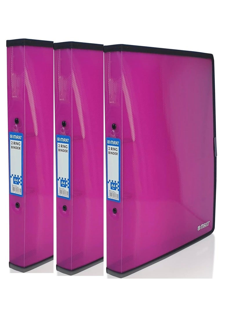 Maxi 3-Piece A4 Size Two Ring Binder Pink  - Image 1