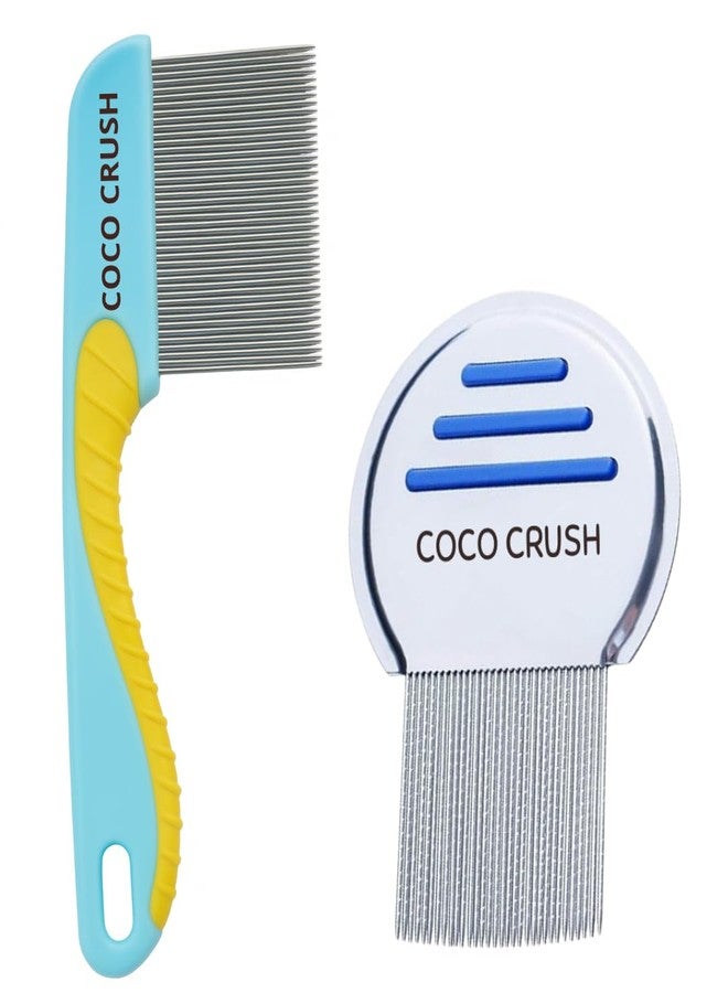 Coco Crush مجموعة أمشاط كوكو كراش للعناية بفروة الرأس ومكافحة القشرة والقمل | مشط من الفولاذ المقاوم للصدأ مضاد للقشرة ومشط طويل لإزالة القمل والصئبان | خالٍ من مادة BPA | مناسب لجميع أنواع الشعر - Image 1