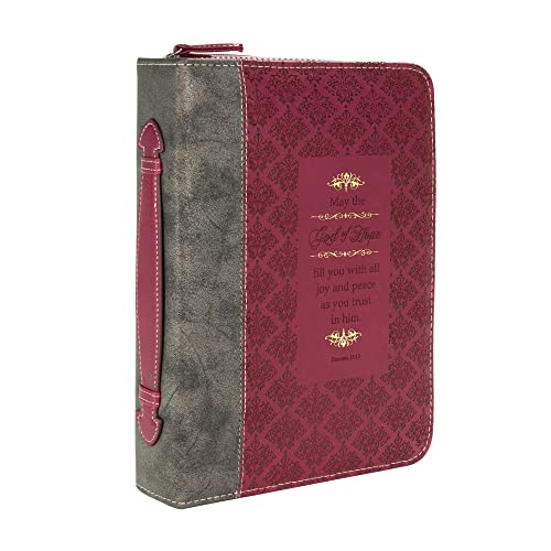 Divinity Boutique God of Hope Joy Peace Romans Black and Burgundy Large Faux Leather Bible Cover - Image 1