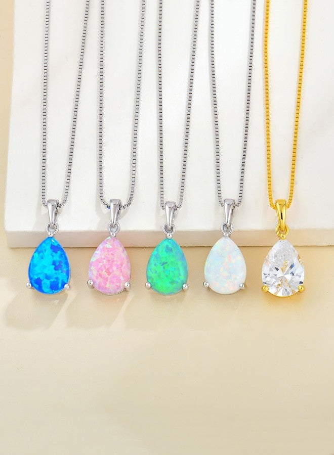 واي أل قلادة YL على شكل دمعة، مصنوعة من الفضة الإسترليني عيار 925، مرصعة بحجر أوبال صناعي مقطوع على شكل كمثرى، مقاس 9 × 12 مم، مجوهرات نسائية - Image 4