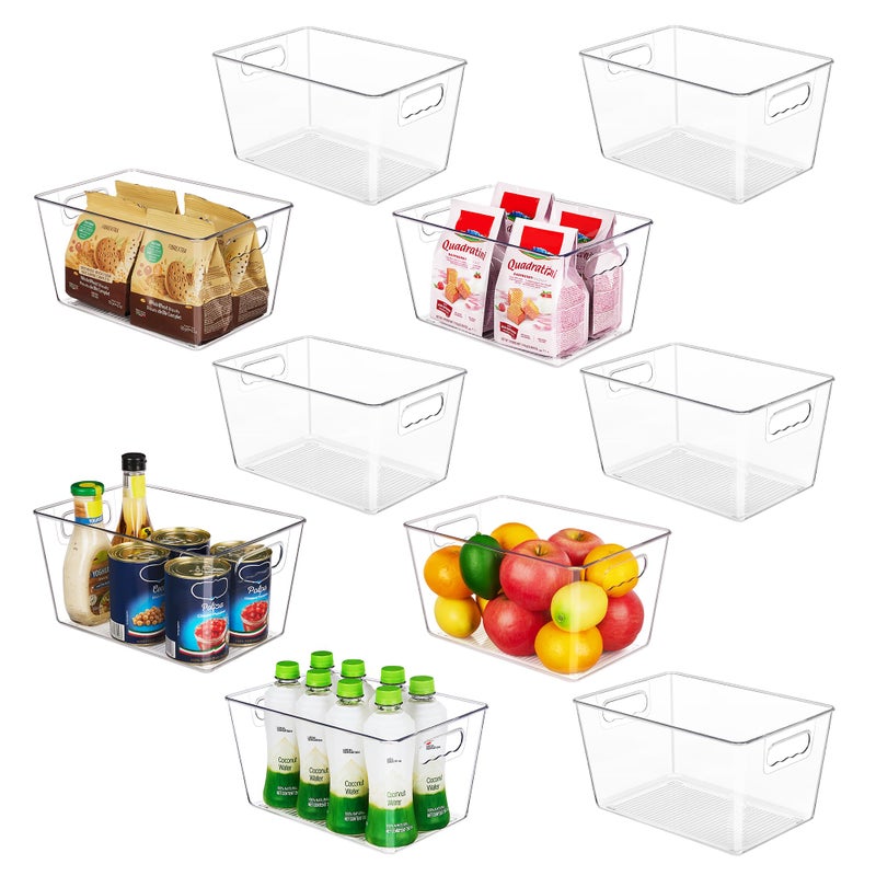 YIHONG Clear Pantry Storage Organizer Bins 10 Pack Plastic Food Storage Bins with Handle for KitchenRefrigerator FreezerCabinet Organization and Storage