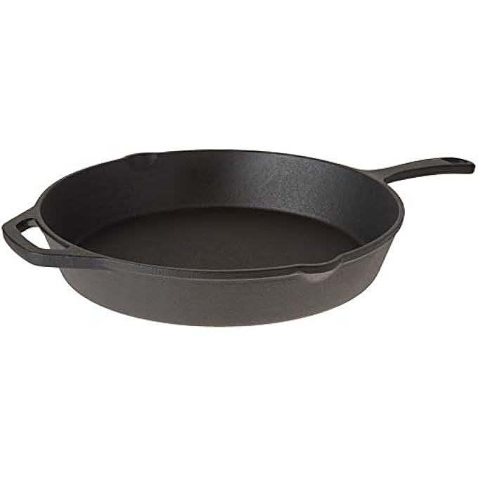 Home-Complete Synchkg092261 PreSeasoned Skillet12 Inch For Home Camping Indoor And Outdoor Cooking Frying Searing And Baking Cast Iron Black - Image 1