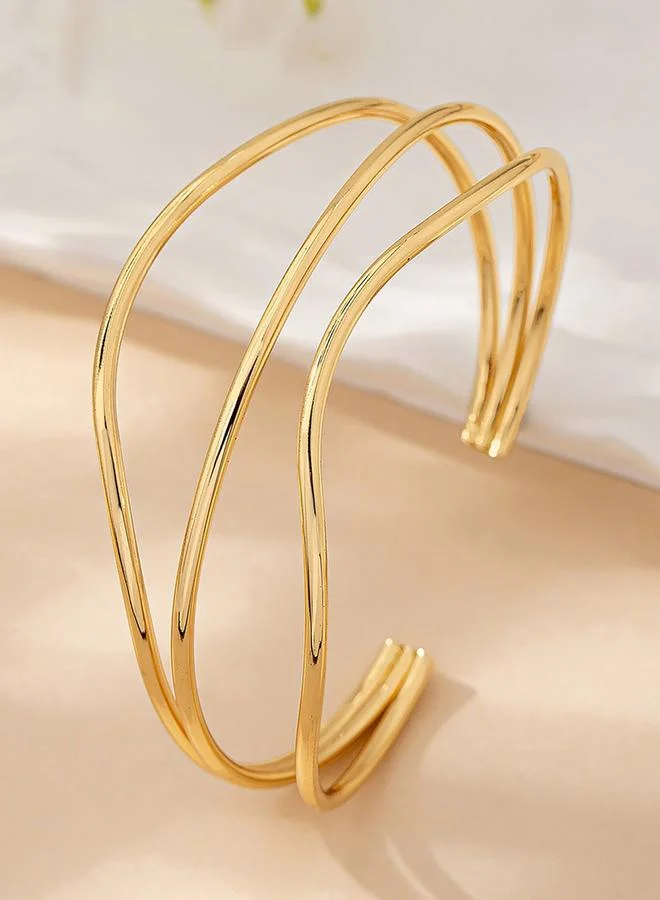 Take Two Gold-Tone Wavy Cuff Bracelet