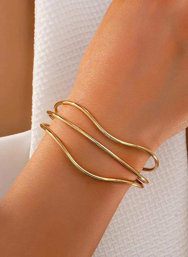 Take Two Gold-Tone Wavy Cuff Bracelet