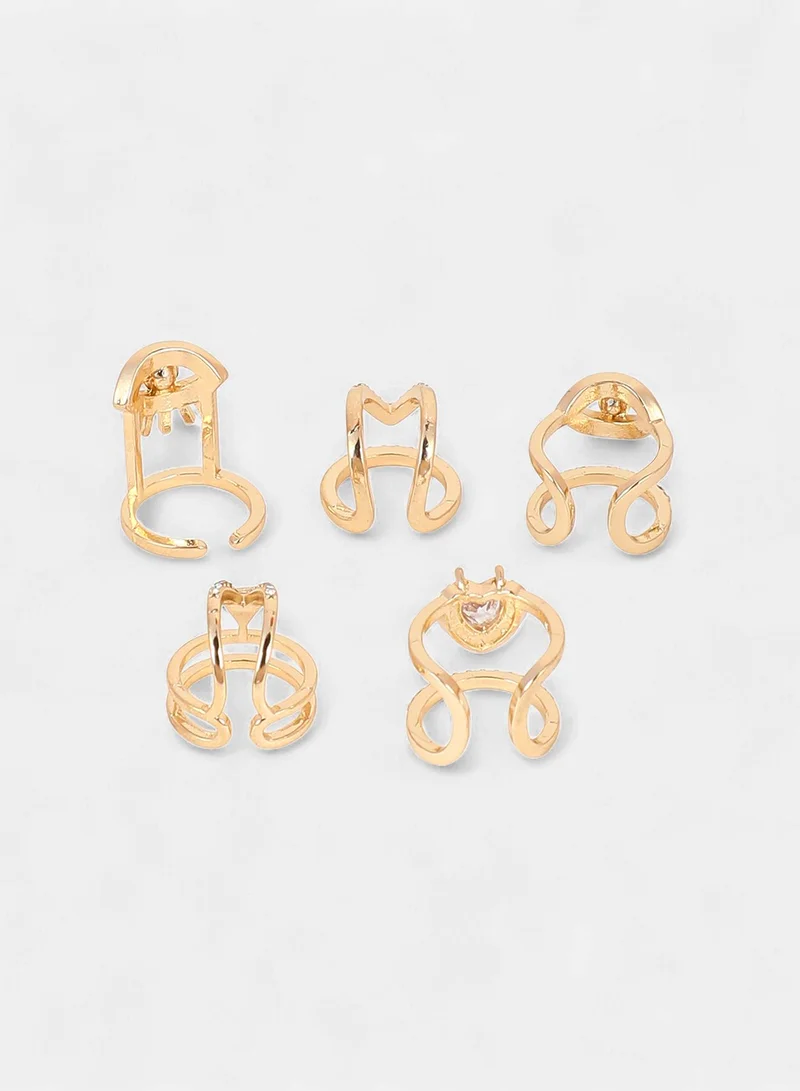 Sohi  Women The Malocchio Nail Ring Set | California  Colour | Set Of 5 | One-Size | Artificial Stone Alloy Material | Adjustable Closure | Ring For Casual & Evening Wear for Women | Best Price UAE