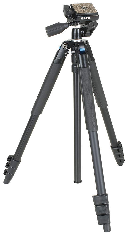 SLIK Sprint PRO III Travel Tripod wSH704E 3Way Pan Head for MirrorlessDSLR Sony Nikon Canon Fuji Cameras and More Black 611887