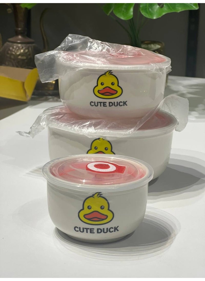3-in-1 Porcelain Bowl Set (Duck) - Image 3