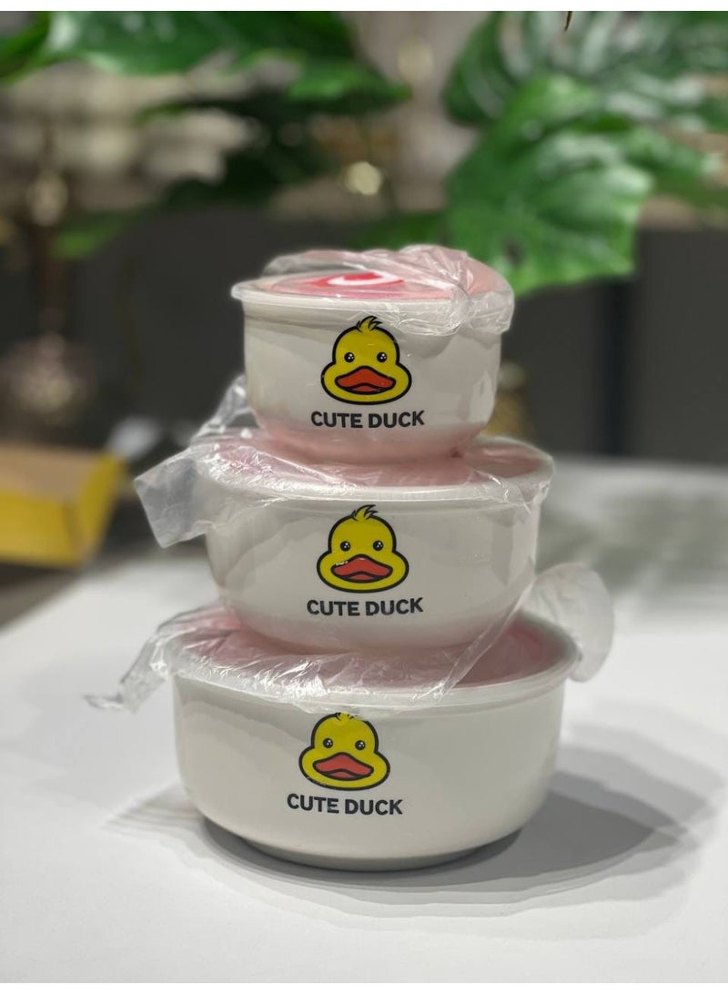 3-in-1 Porcelain Bowl Set (Duck) - Image 2