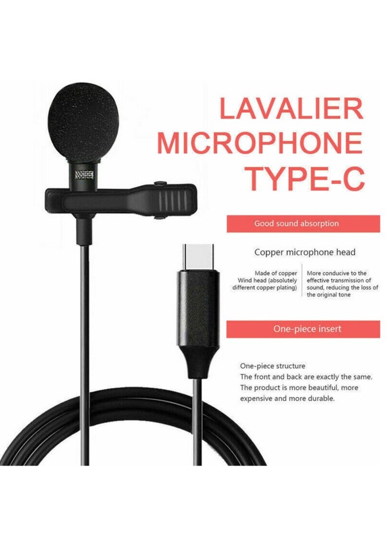 USB C Lavalier Lapel Microphone for Video Recording Mini Type C/3.5mm Clip-on Mic Plug Play Lav Mic for Android Phone PC Laptop - Image 5