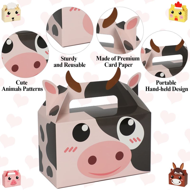 Tevxj 12 Pack Farm Animal Party Favor Boxes Farm Theme Birthday Goodie Boxes Farmhouse Animals Gift Candy Bags Barnyard Treat Boxes for Kids Girls Baby Shower Party Decorations Supplies - Image 5