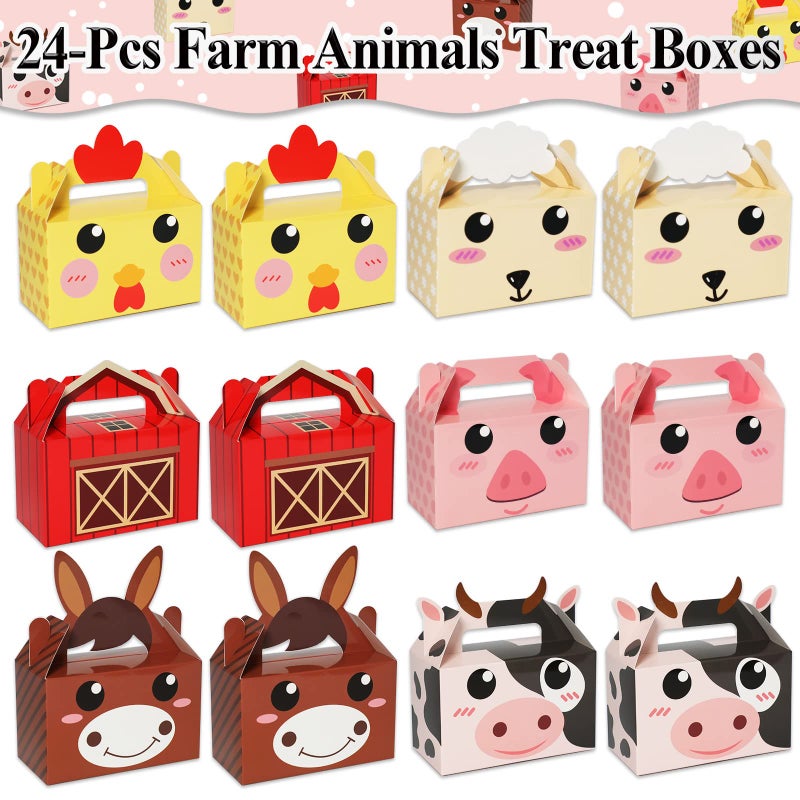 Tevxj 12 Pack Farm Animal Party Favor Boxes Farm Theme Birthday Goodie Boxes Farmhouse Animals Gift Candy Bags Barnyard Treat Boxes for Kids Girls Baby Shower Party Decorations Supplies - Image 3