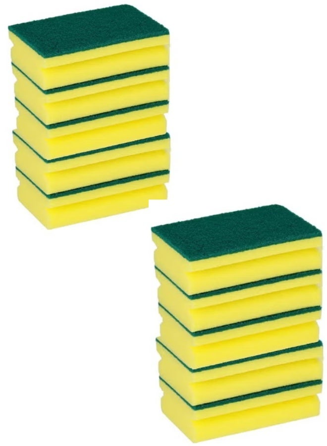 Vision Kitchen Sponge & Scourer Set – Pack of 10 | Dual-Sided Cleaning Sponges for Dishes, Pots & Pans | Heavy-Duty Scrub & Soft Absorbent Sponge - Image 1