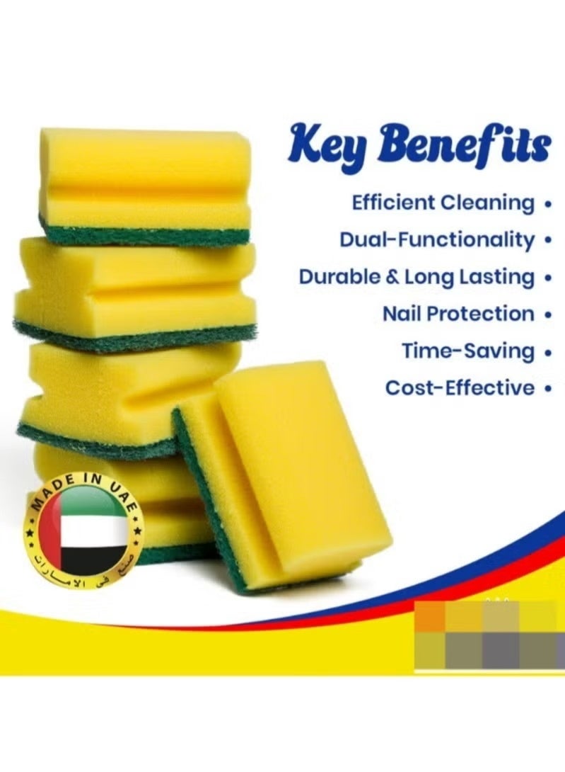 Vision Kitchen Sponge & Scourer Set – Pack of 10 | Dual-Sided Cleaning Sponges for Dishes, Pots & Pans | Heavy-Duty Scrub & Soft Absorbent Sponge - Image 2