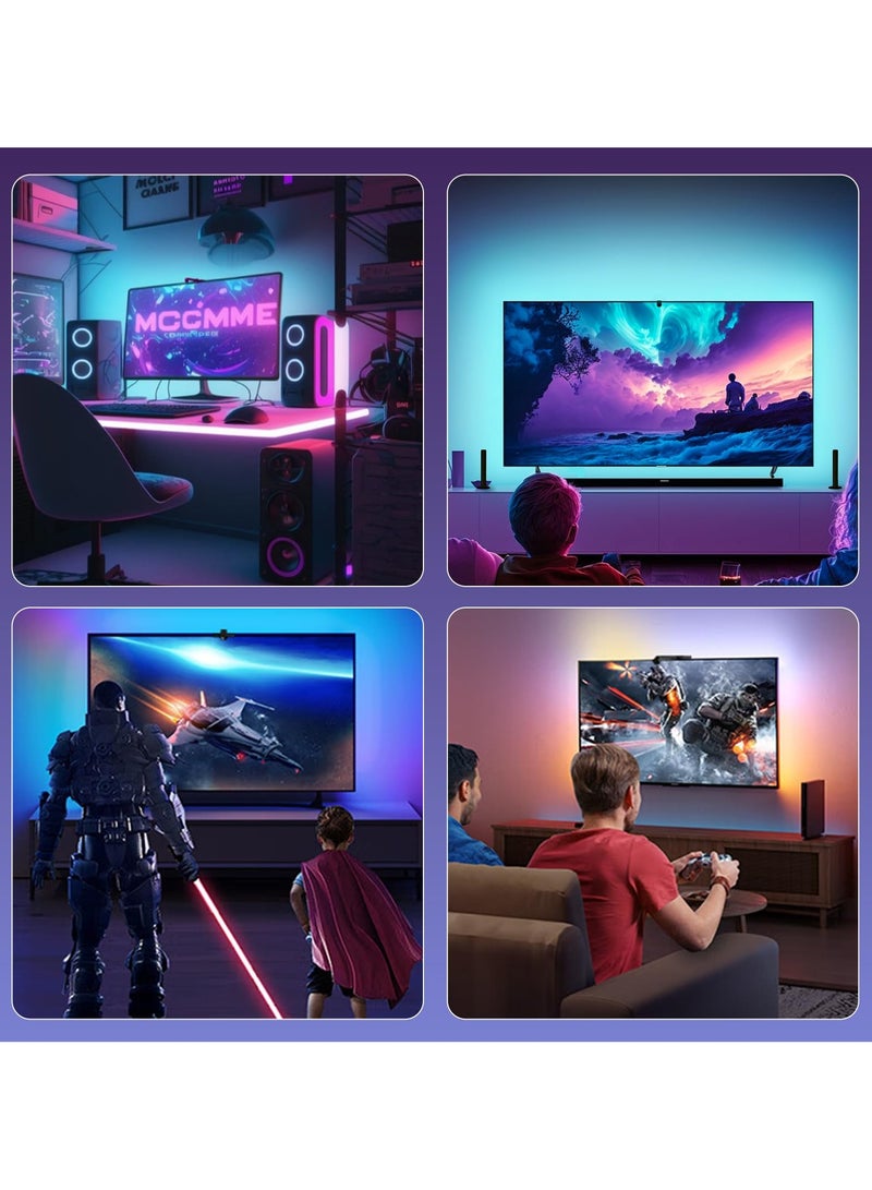 نجم ستايل 16.4 قدم / 5 م أضواء شريط إضاءة خلفية للتلفزيون RGB RGB بإضاءة خلفية LED مع مستشعر للكمبيوتر الشخصي والتلفزيون والشاشة مقاس 65-85 بوصة وأضواء التلفزيون الذكية خلف الشاشة ومتوافق مع مزامنة الموسيقى للتطبيق، لغرفة الألعاب - Image 5