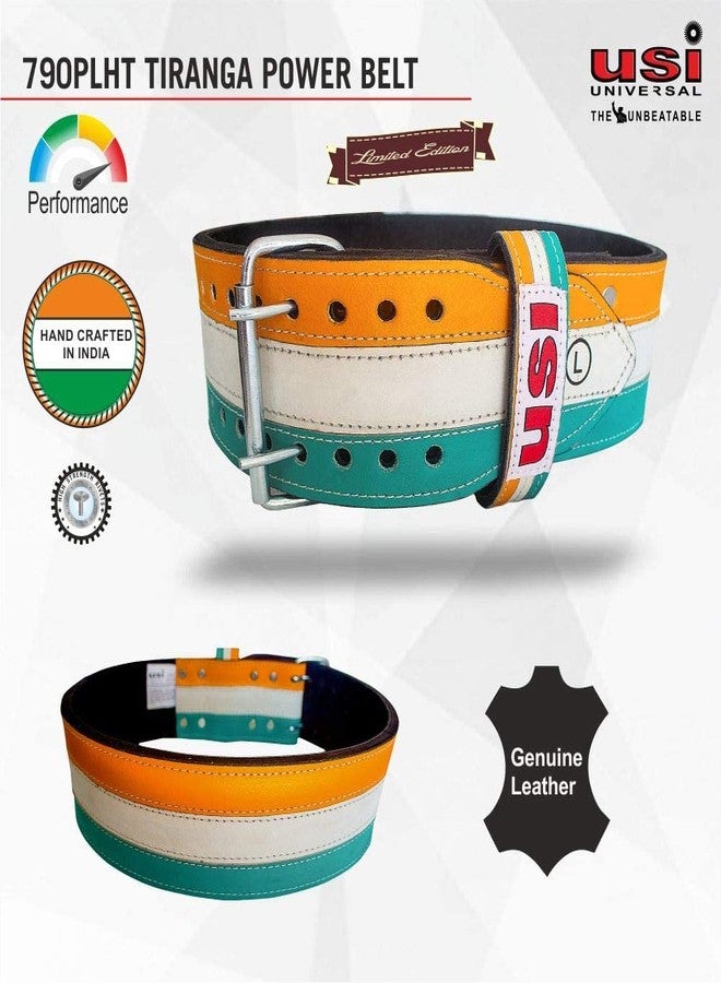 USI UNIVERSAL Power Lifting Belt, 790PLHT Tiranga Power Belt For Men & Women Weightlifting Competition Workout Training Weight Lifting Belts, Made of Suede Leather (Size L) - Image 2